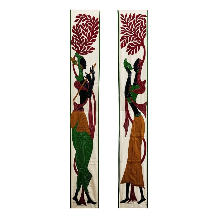 Pipli Applique Work Radha-Krishna Wall Hanging Combo (1*6.7) feet/Art