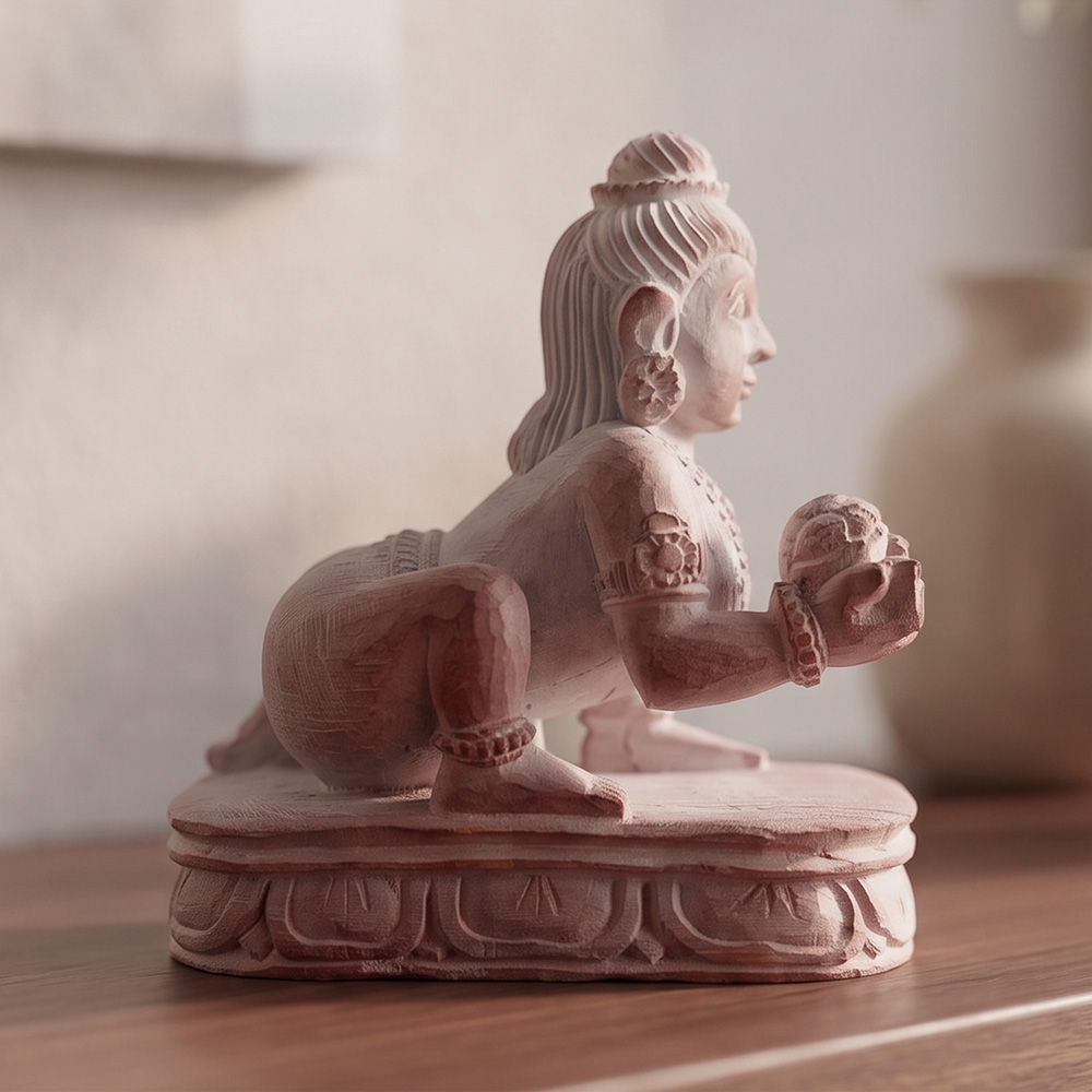 Konark Stone Carving Baby Krishna Sculpture (3 Inches)