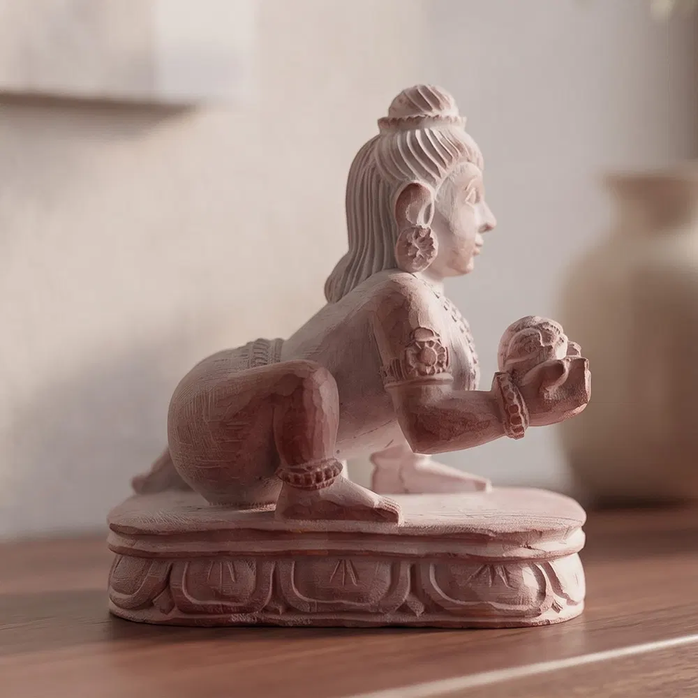 Konark Stone Carving Baby Krishna Sculpture (3 Inches)