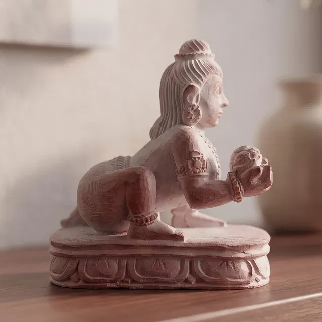 Konark Stone Carving Baby Krishna Sculpture (3 Inches)
