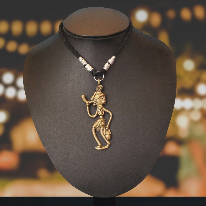 Bastar Dhokra Art Trumpet Blowing Tribal Pendant