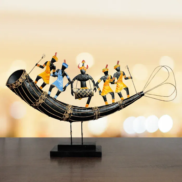Bastar Iron Craft- Horn Tribal Dance (2x1 ft)