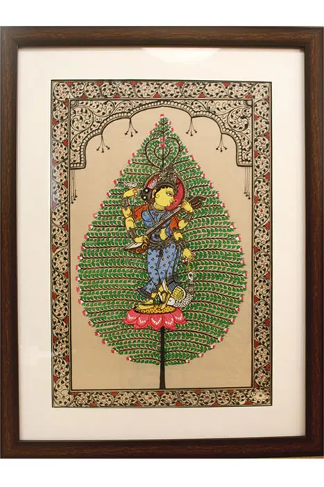 Orissa Pattachitra Tree of Life Saraswathi Painting (1.5*2) Feet