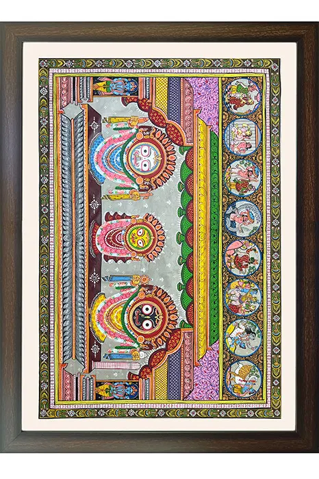 Orissa Pattachitra - Puri Jagannath Subadra & Balarama (51x41 Inches)