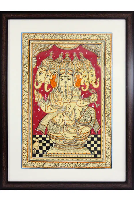 Orissa Pattachitra - Lord Ganesh with 5 Faces (17*23 Inches)