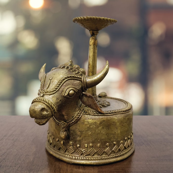 Bastar Dhokra Art Nandi Candle Holder