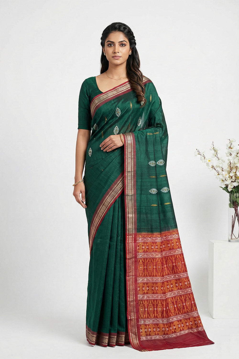 Bomkai Handloom Cotton Saree Grand Pallu