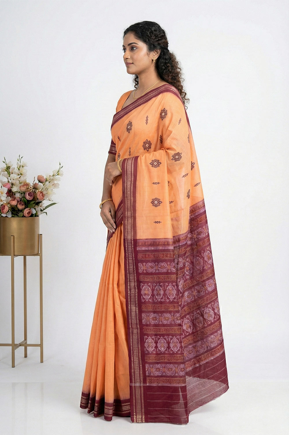 Bomkai Handloom Cotton Saree Grand Pallu