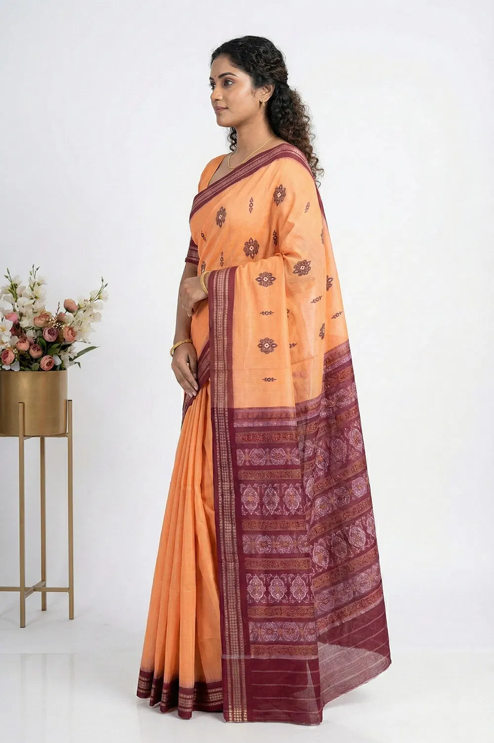 Bomkai Handloom Cotton Saree Grand Pallu