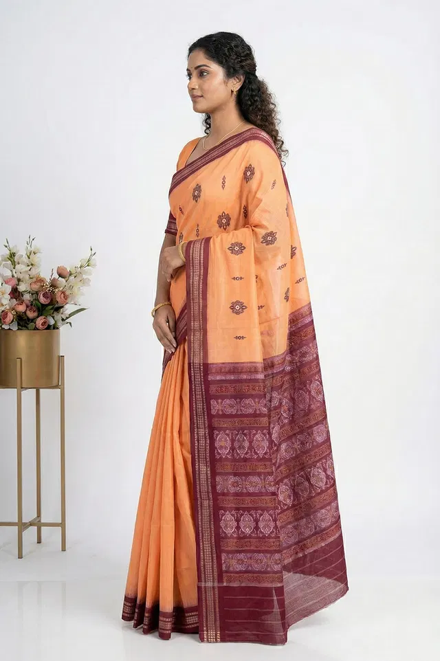 Bomkai Handloom Cotton Saree Grand Pallu