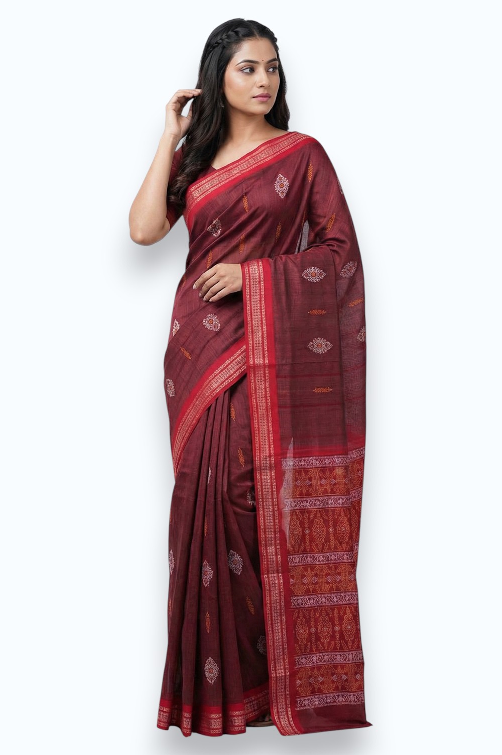 Bomkai Handloom Cotton Saree Grand Pallu