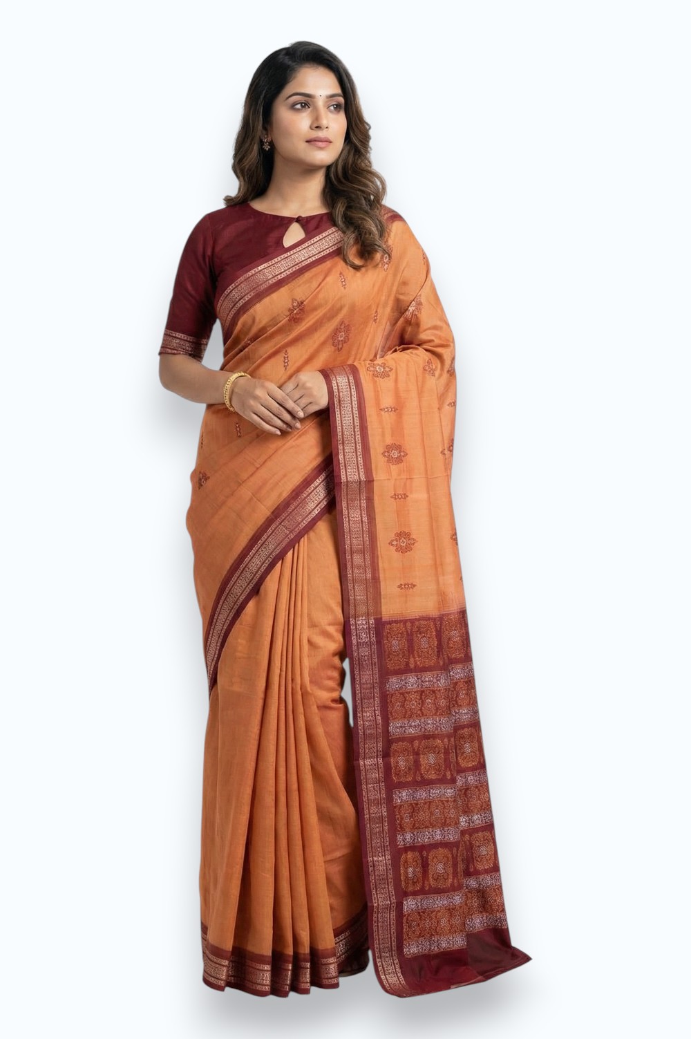 Bomkai Handloom Cotton Saree Grand Pallu