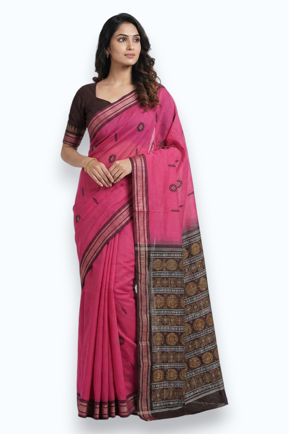 Bomkai Handloom Cotton Saree Grand Pallu
