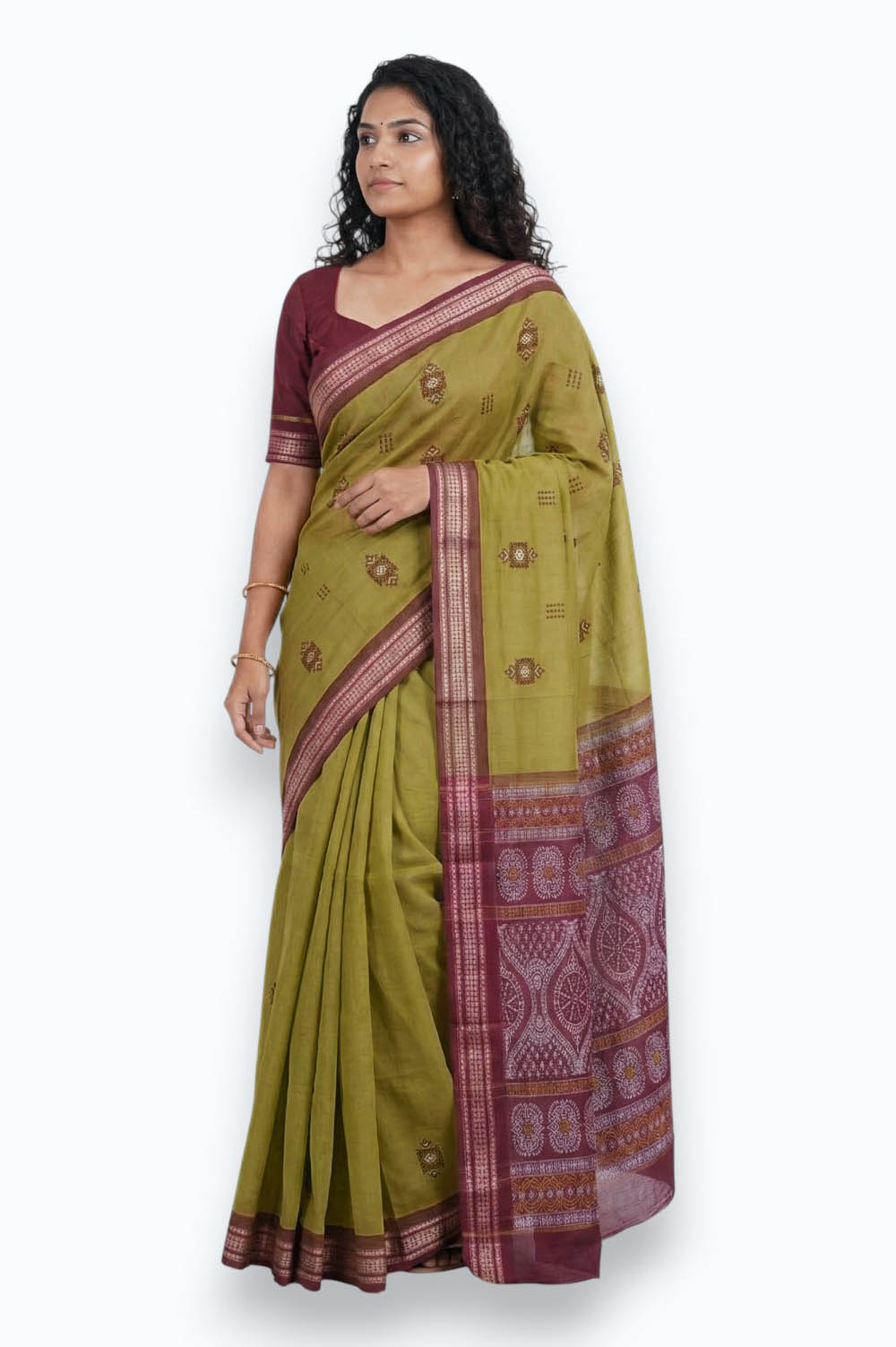 Bomkai Handloom Cotton Saree Grand Pallu