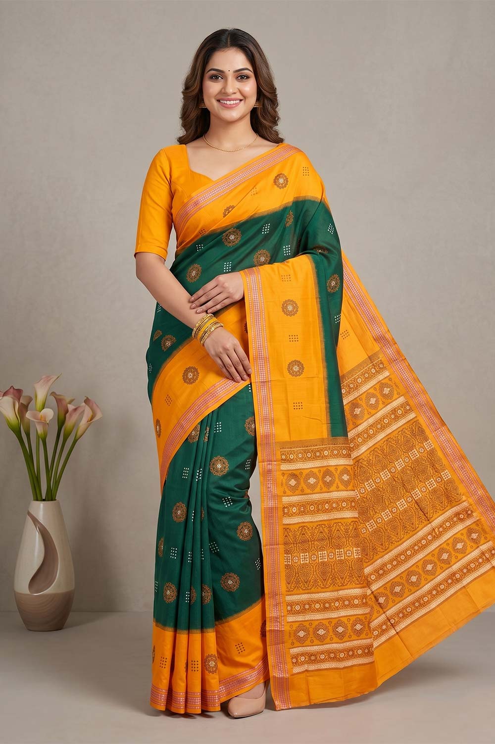 Bomkai Handloom Cotton Saree very Intricate Pallu
