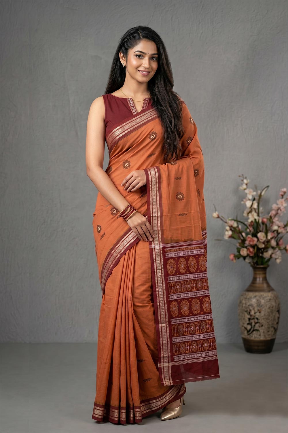 Bomkai Handloom Cotton Saree very Intricate Pallu