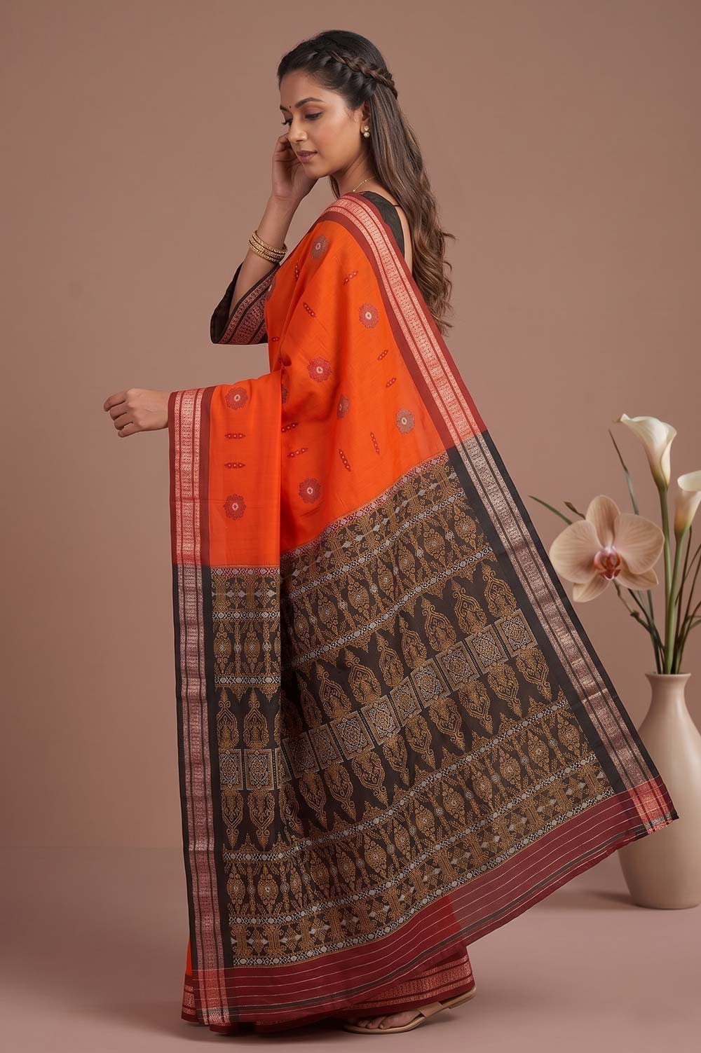 Bomkai Handloom Cotton Saree very Intricate Pallu