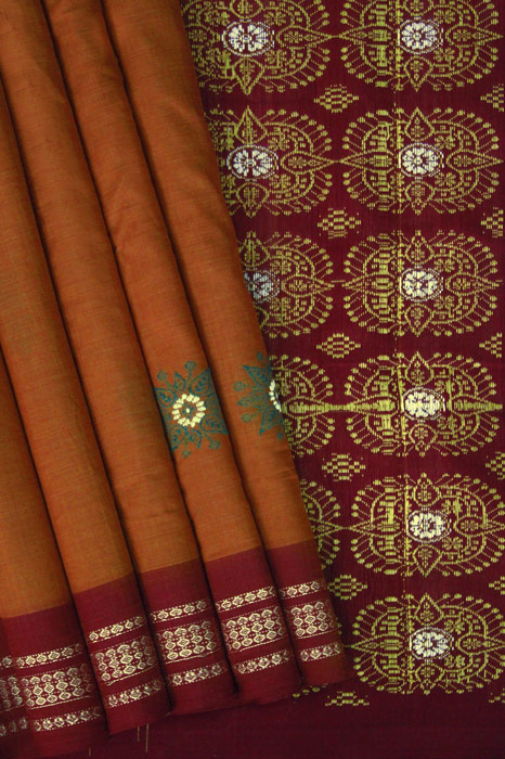 Bomkai Handloom Cotton Saree Grand Pallu