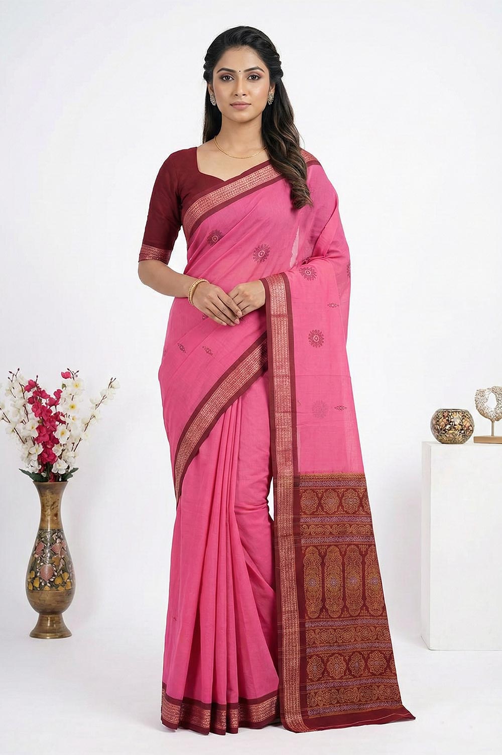 Bomkai Handloom Cotton Saree Grand Pallu