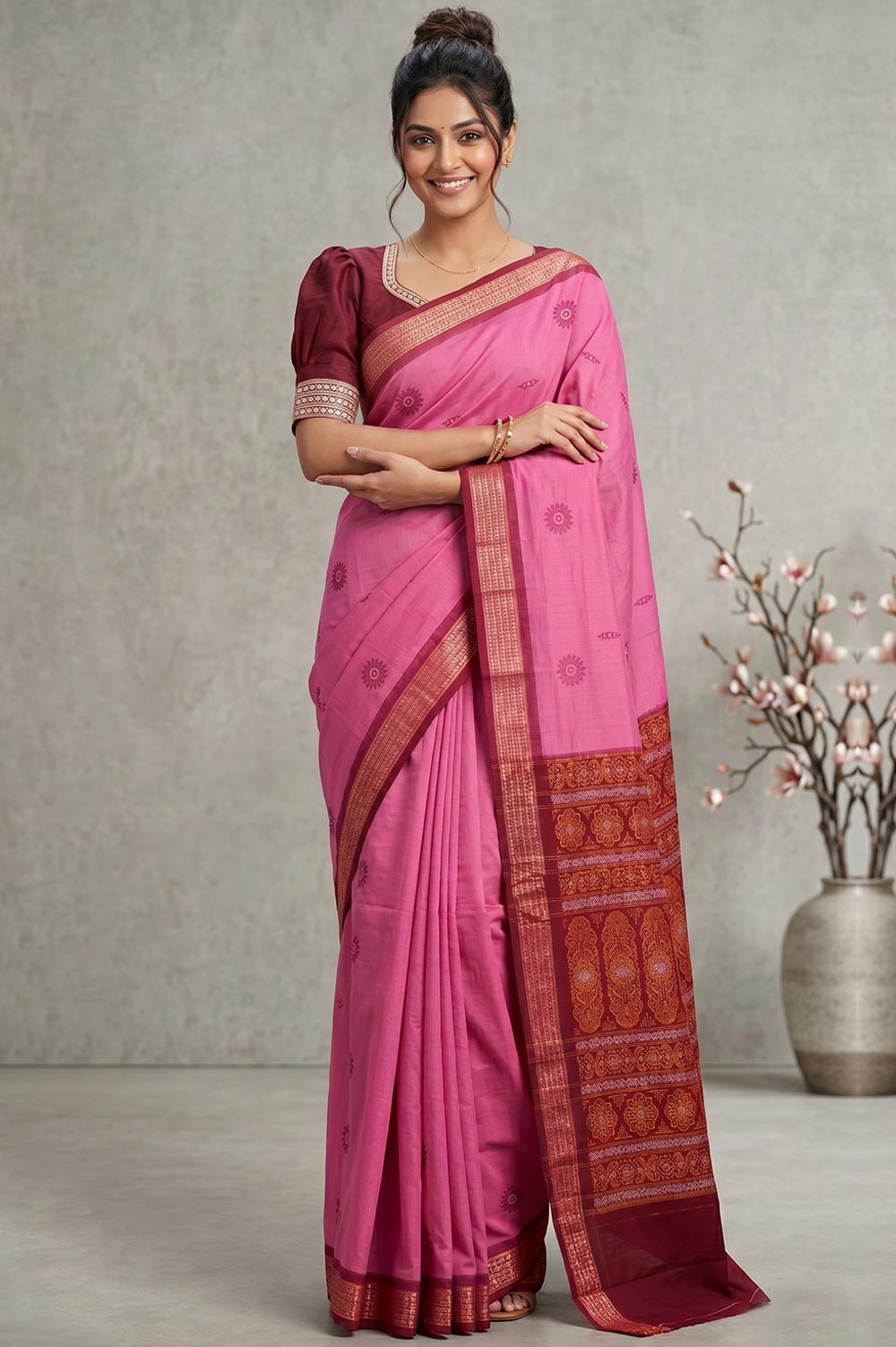 Bomkai Handloom Cotton Saree very Intricate Pallu