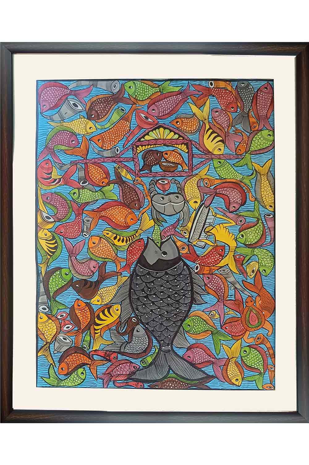 Bengal Pattachitra - Fish Marriage (27*32 Inches)