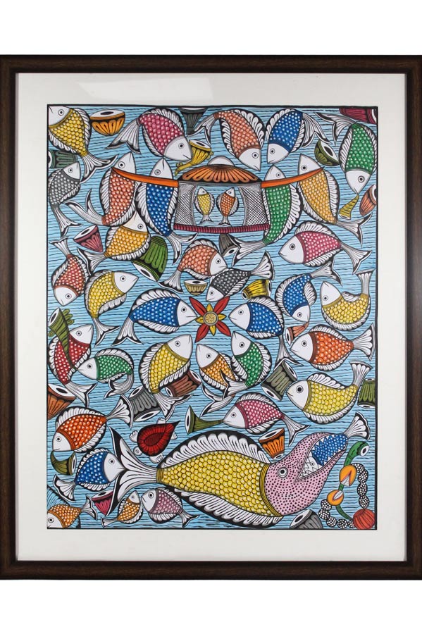 Bengal Pattachitra - Fish Ras Painting (24*30 Inches)