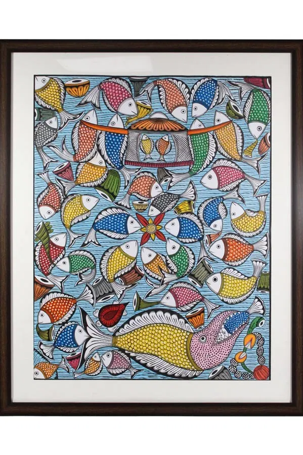 Bengal Pattachitra - Fish Ras Painting (24*30 Inches)