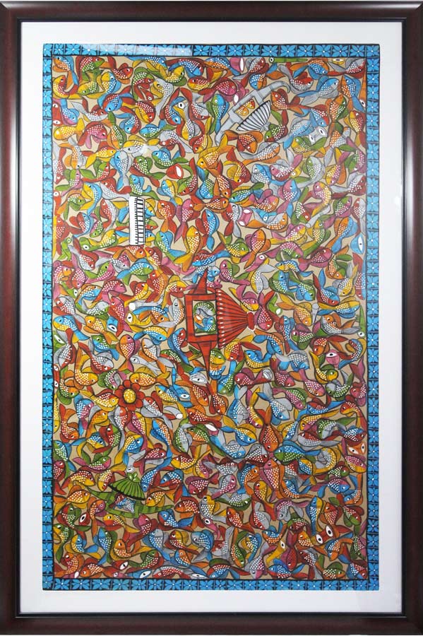 Bengal Pattachitra - Fish Ras Painting (54*35 Inches)