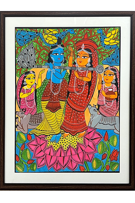 Bengal Pattachitra Art - Radhakrishna Painting (27*33 Inches)