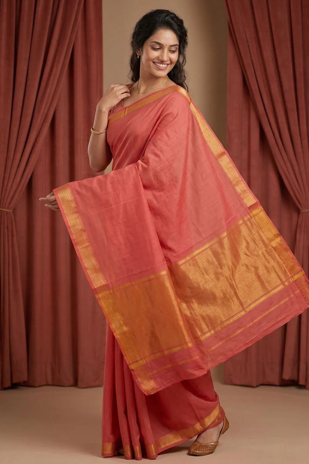 Mangalagiri Handloom Nizam Border Pure Cotton Saree