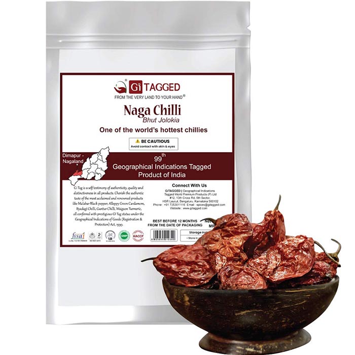 Nagaland's Bhut Jolokia, Naga Chilli, Ghost Chilli - 50gms (30-35 Chilli Pods)