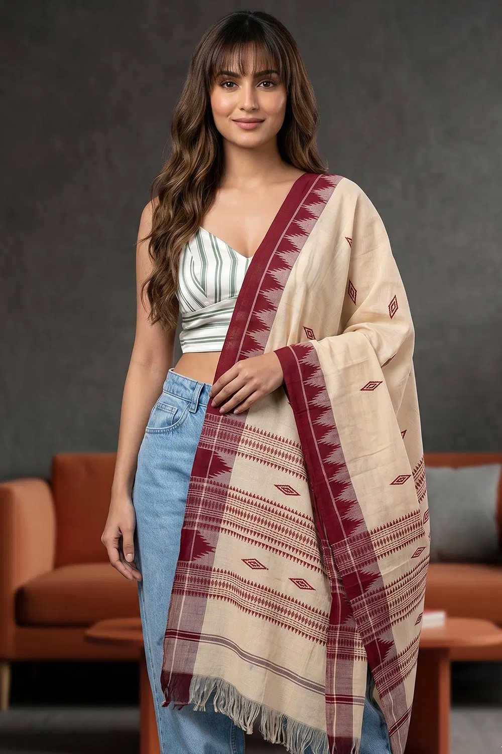 Organic Dyed Kotpad Pure Hand Spun Cotton Dupatta