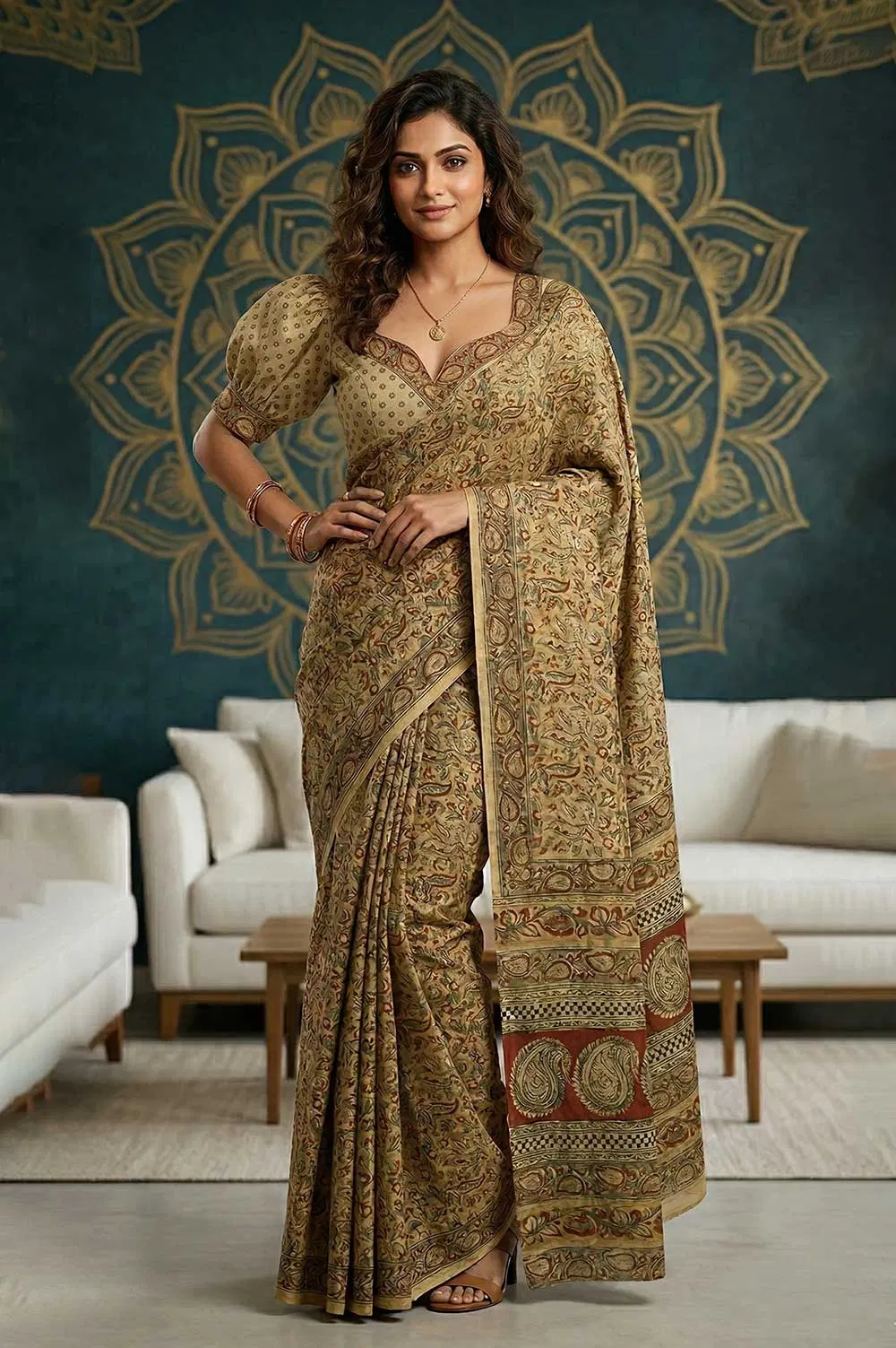 Hand Block Printed Machilipatnam Kalamkari Saree