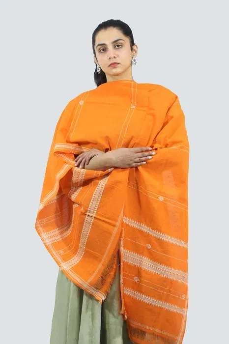 Organic Dyed Orange Kotpad Pure Cotton Stole
