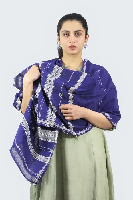 Organic Dyed Blue Kotpad Pure Cotton Stole