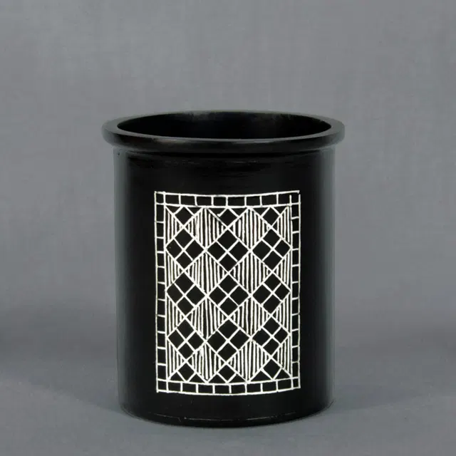Bidriware Silver Inlay Pen Holder