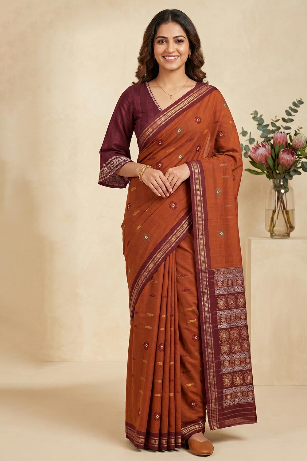 Bomkai Handloom Cotton Saree Grand Pallu