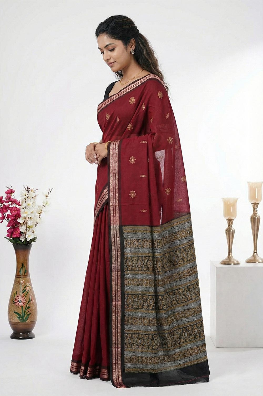 Bomkai Handloom Cotton Saree Grand Pallu