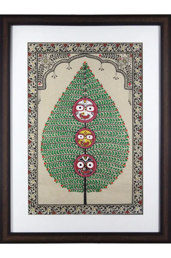 Tree of Life Orissa Pattachitra Jagannath Balaram Subhadra Painting (18*24) Inches