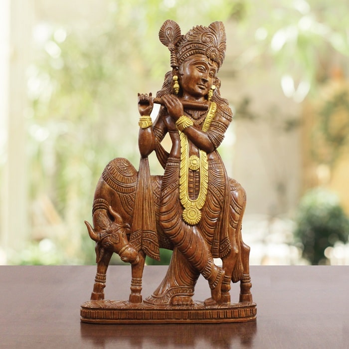 Bastar Wooden Handmade Krishna Artwork