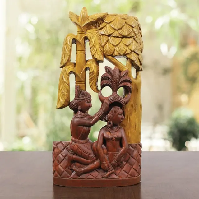 Bastar Wooden Handmade Dancing Lady Artwork