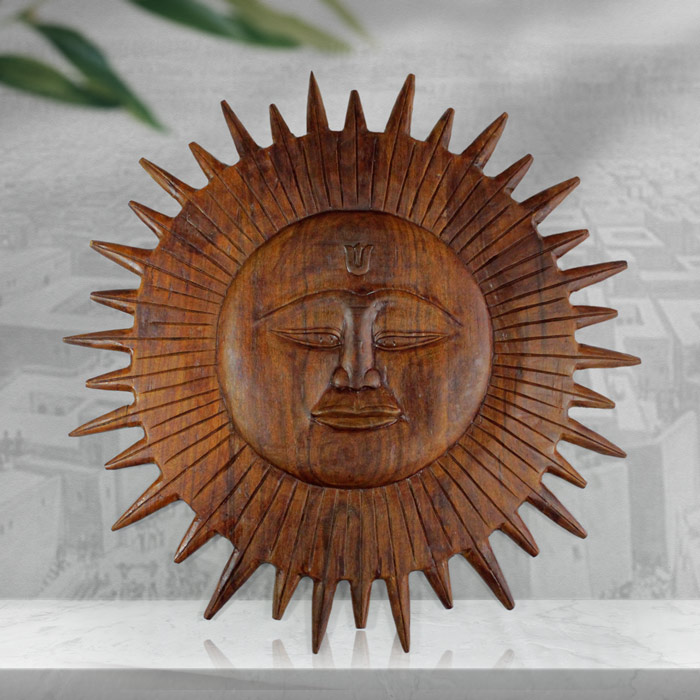 Bastar Wooden Handmade Sun Artwork Wall Hanging (1.9 ft Dia)