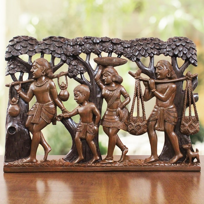 Bastar Wooden Handmade Tribal Family Artwork