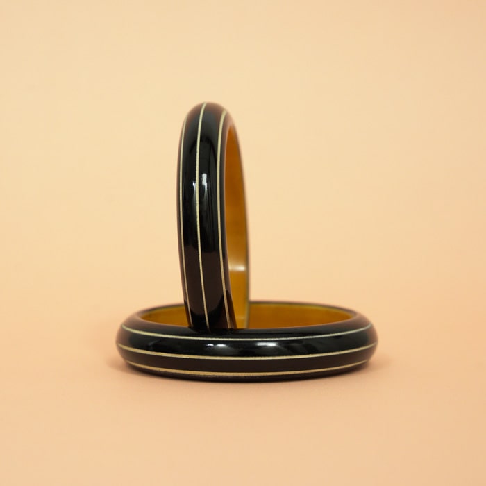 Channapatna Eco-friendly Black Grooved Bangle (4pcs)