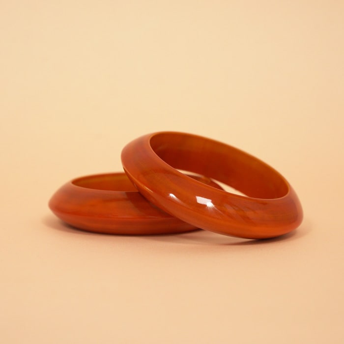 Channapatna Eco-friendly Dark Orange Knife Edge Bangle (4pcs)