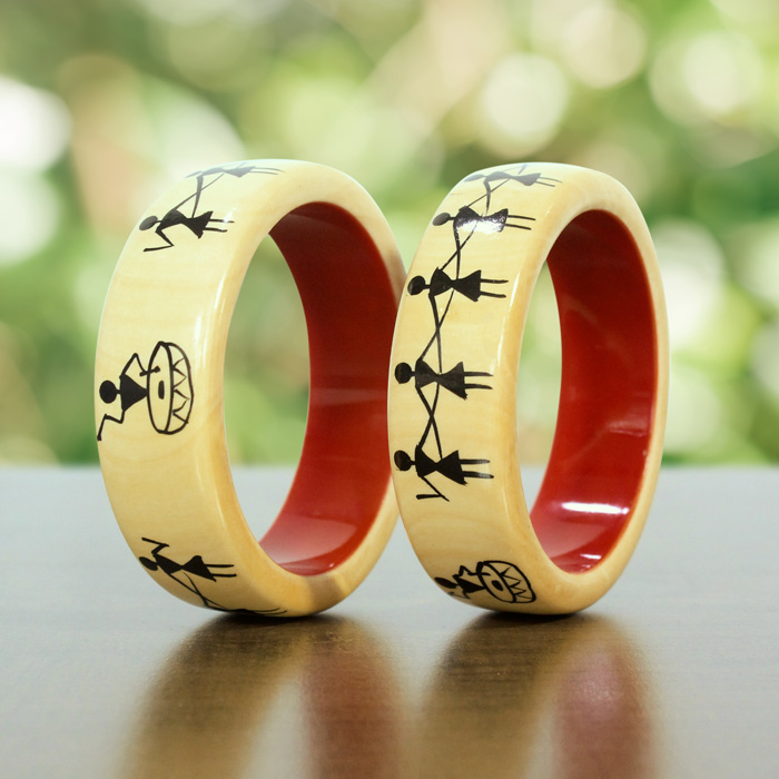 Channapatna Eco-friendly Tribal Art Bangle (Pair) -2.6 Inch Dia
