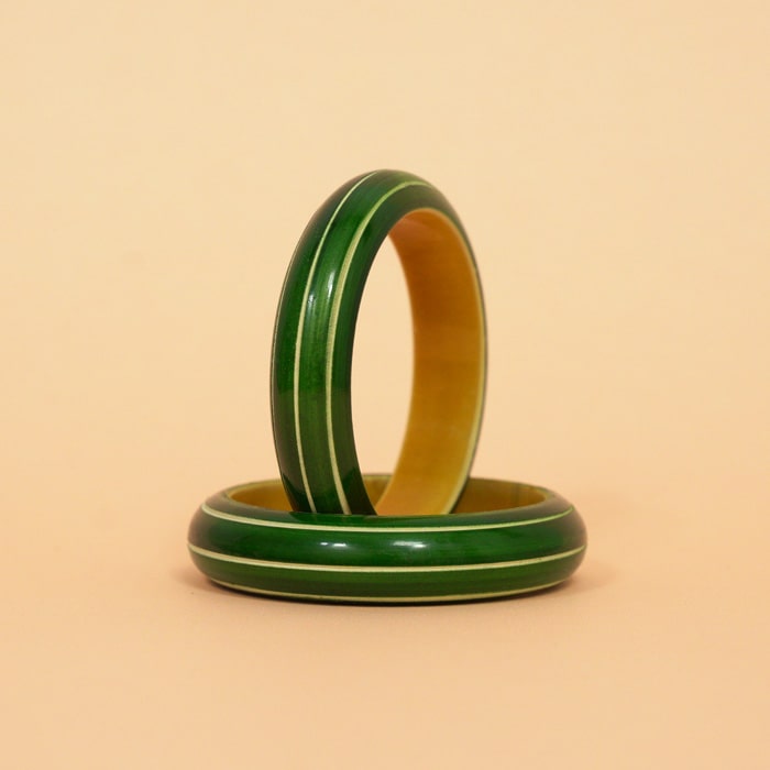 Channapatna Eco-friendly Olive Green Grooved BABY Bangles (4pcs)
