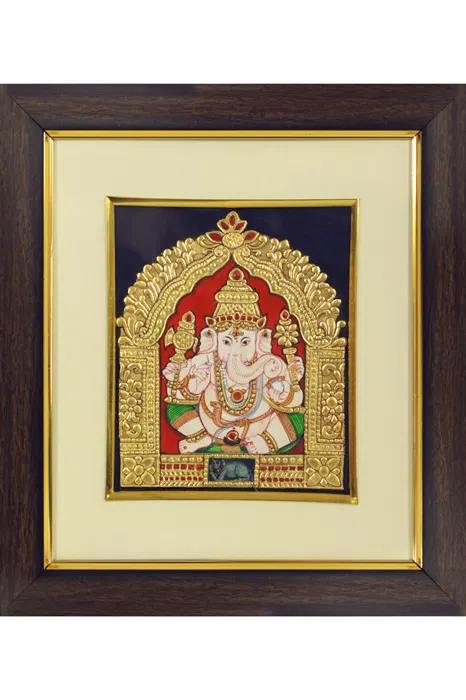 Lord Vidya Ganesha Mysore Painting (22KT Gold Leaf)