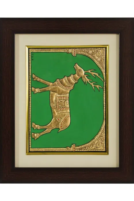 Golden Deer Mysore Painting (22KT Gold Leaf)