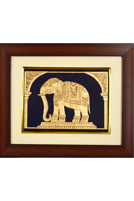 Golden Elephant Mysore Painting (22KT Gold Leaf)